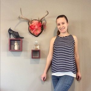 Navy blue blouse Saint Tropez West EUC